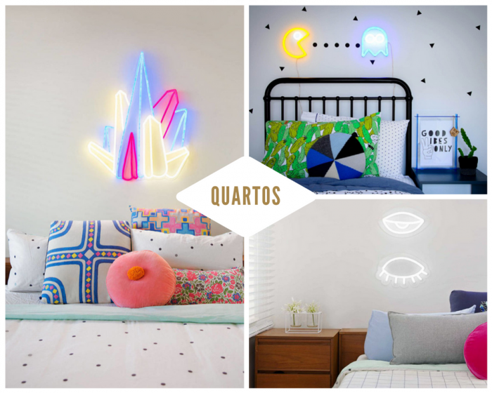 Luzes neon aplicadas no quarto | Tibério Construtora 