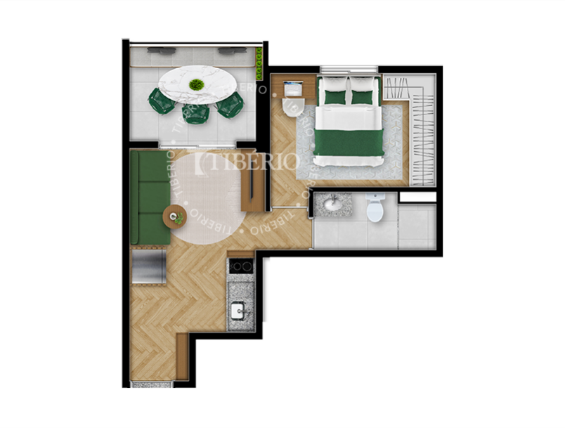 1 dorm. (Serviço de Moradia) 33,31m²