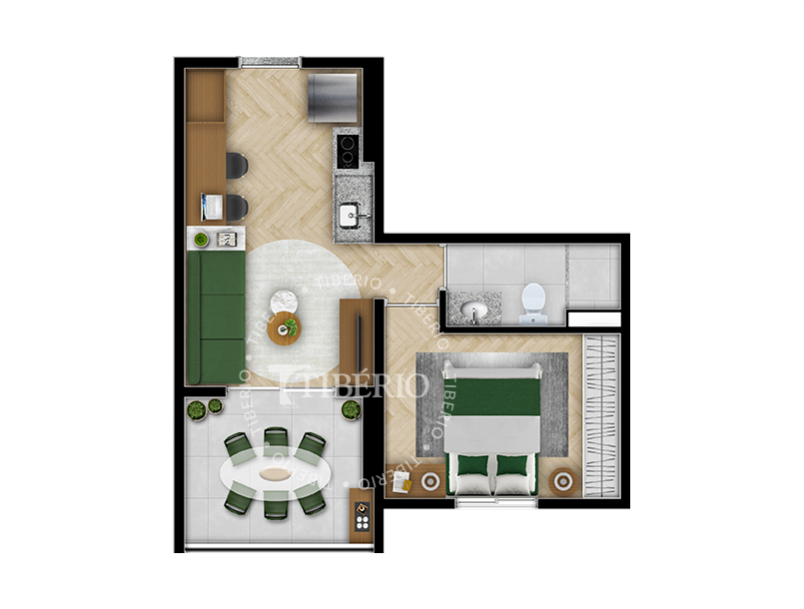 1 dorm. (Serviço de Moradia) 35,27m²