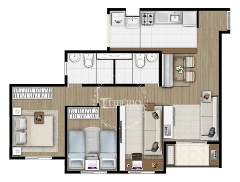 3 dorms. 59m² ampliado