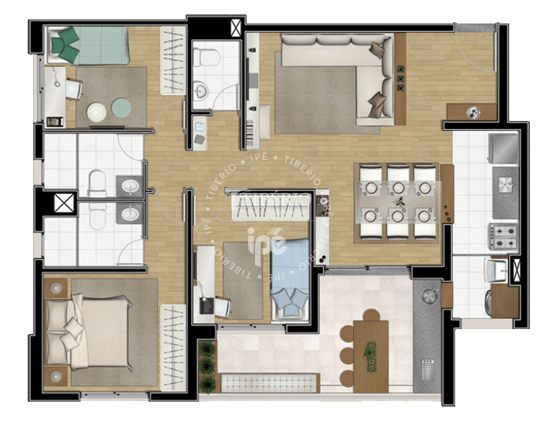 3 dorms. 94m²