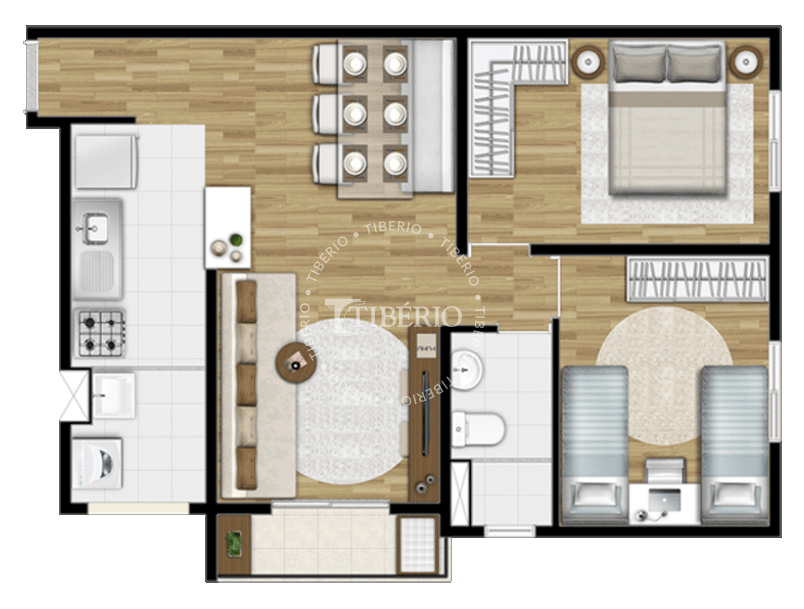 2 dorms. 53,16m²