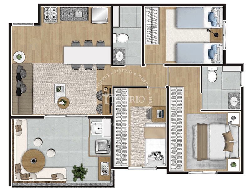 3 dorms. (com suíte) 69,80m²