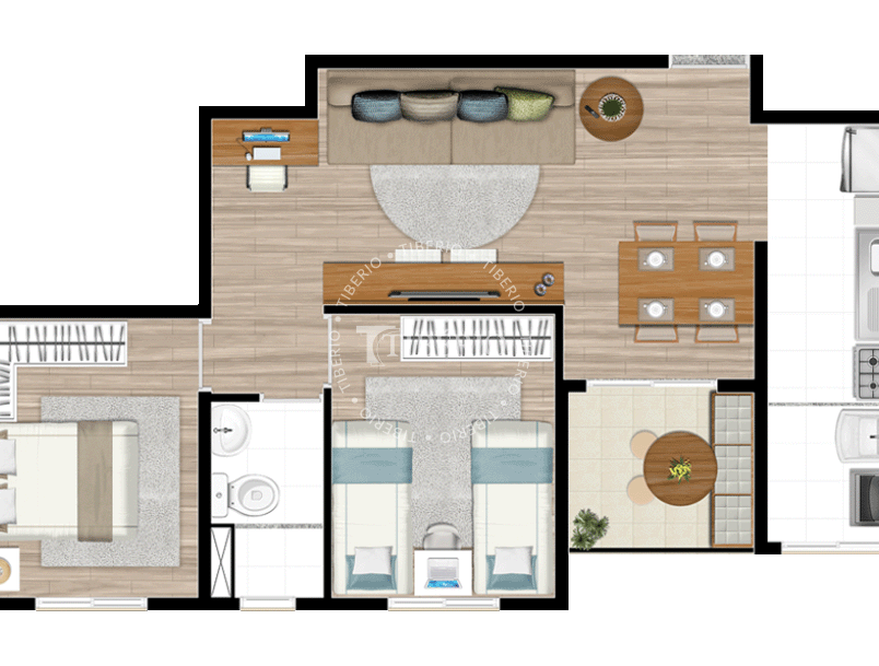 2 dorms. 50,89m²