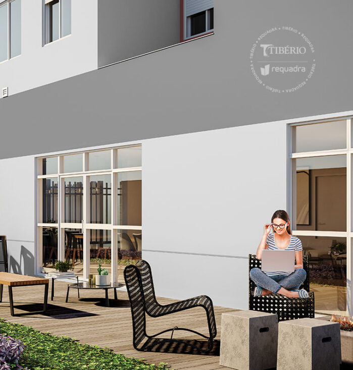 Lounge Externo <br> Perspectiva artística.