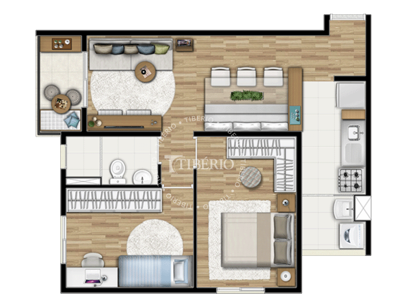 2 dorms. 51,54m²