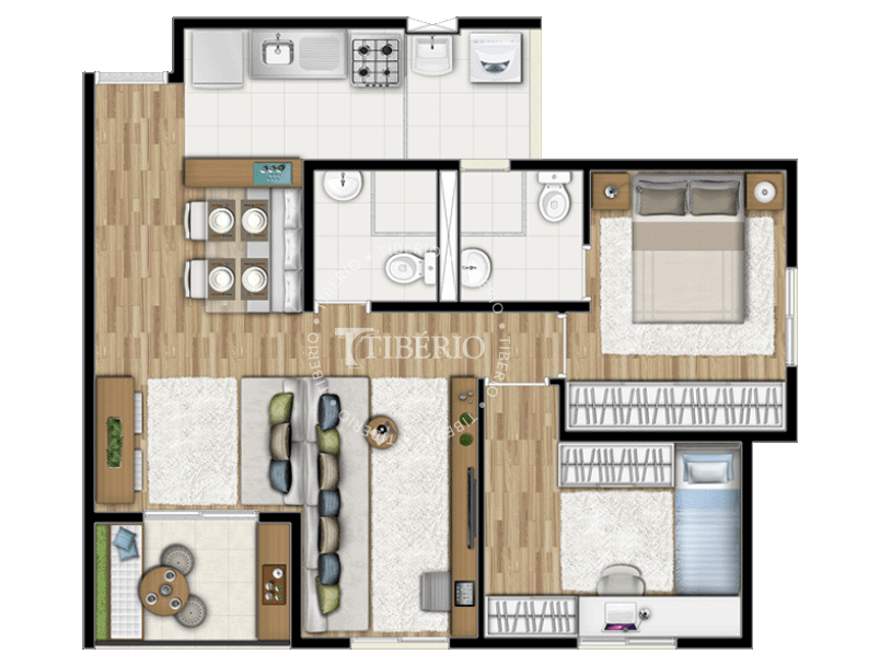 2 dorms. 60m² (living ampliado)