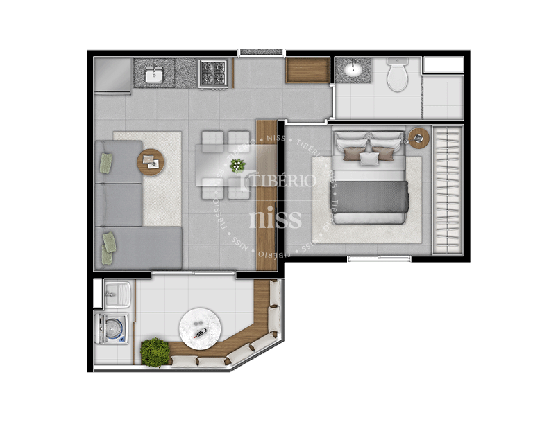 1 dorm. 36,74m²