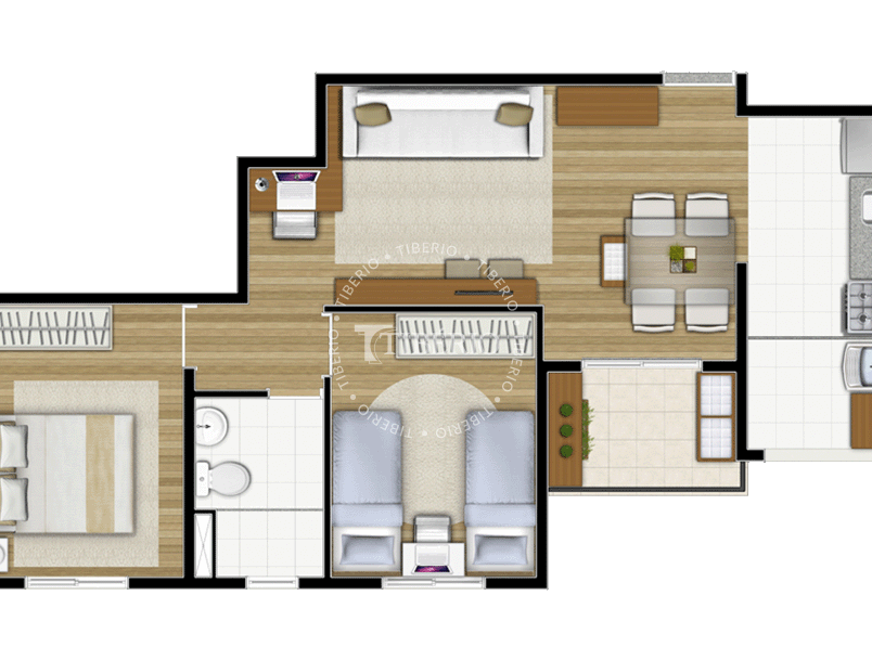 2 dorms. 51,82m²