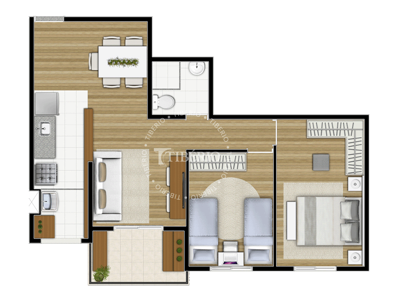 2 dorms. 55,48m²