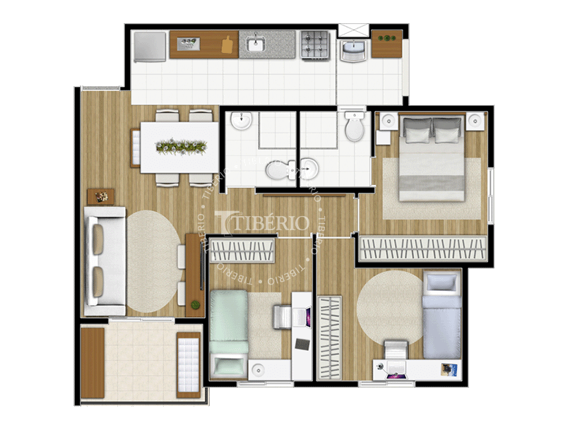 3 dorms. com suíte 64,21m²