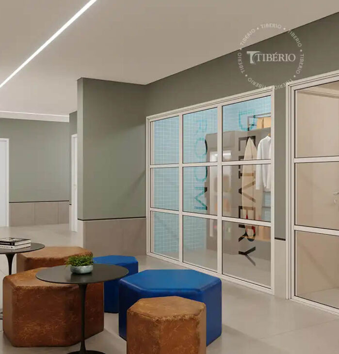 Hall e Delivery Room <br> Perspectiva artística.