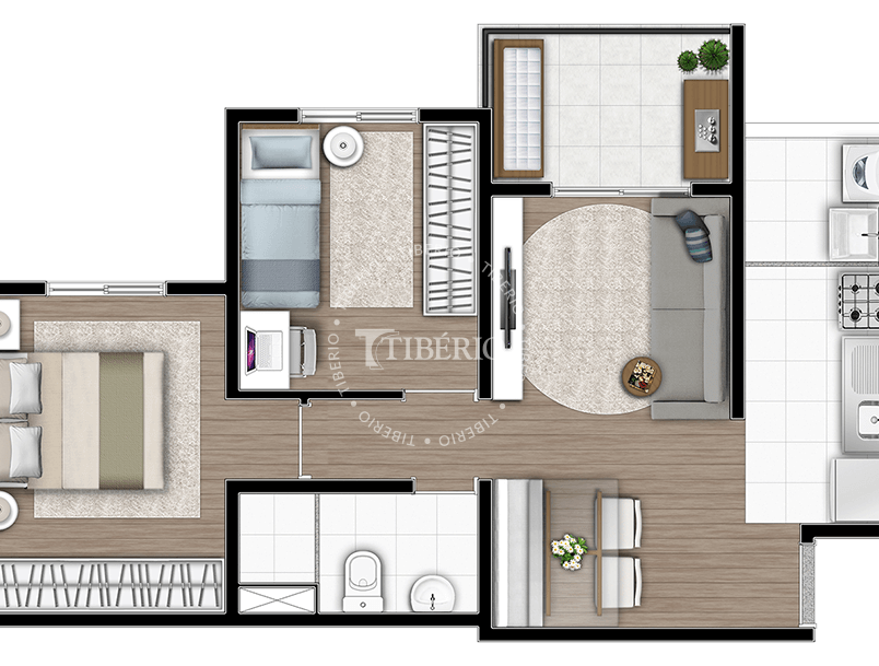 2 dorms. 46m²