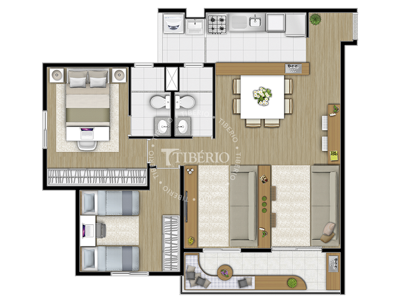 2 dorms. com living ampliado 76,44m²