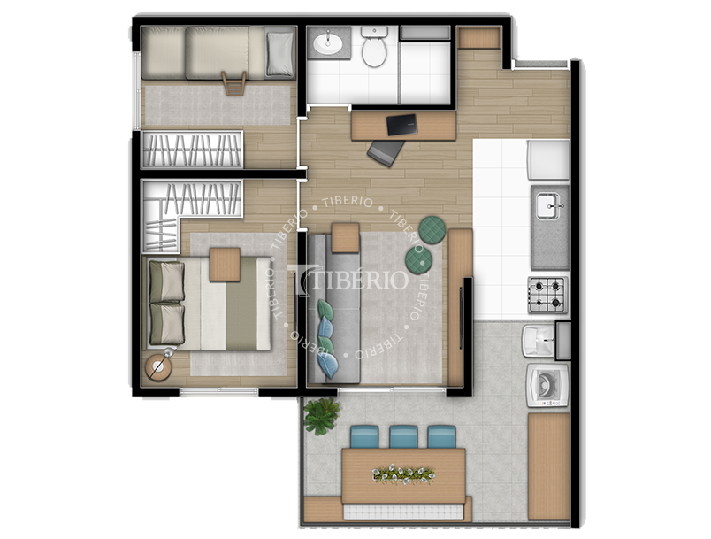 2 dorms. 47m²