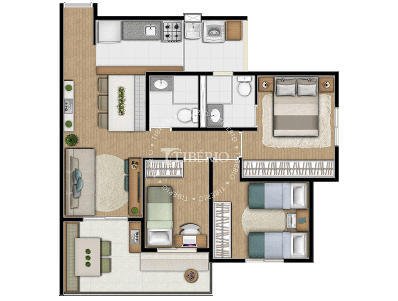 3 dorms. 67,33m²