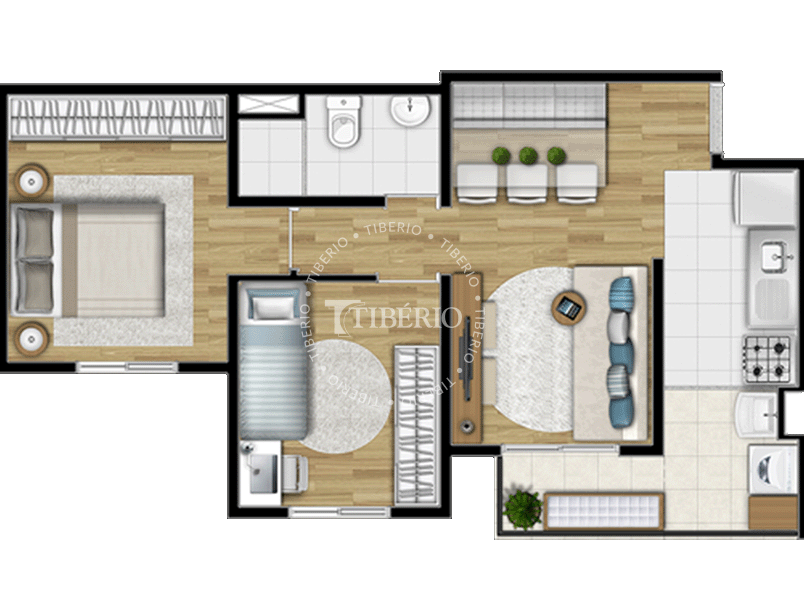 2 dorms. 45,74m²