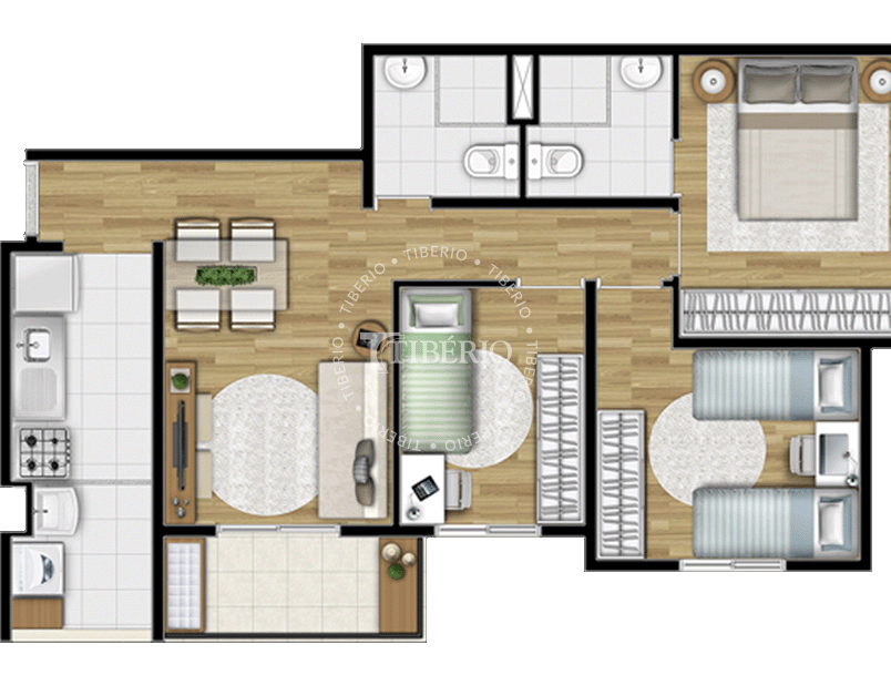 3 dorms. 59,59m²