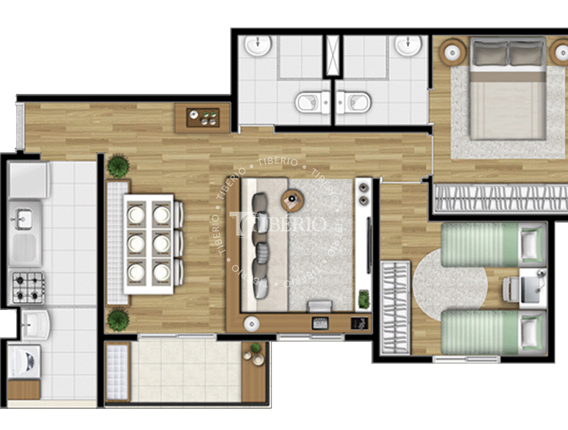 3 dorms. 59,59m² - living-ampliado
