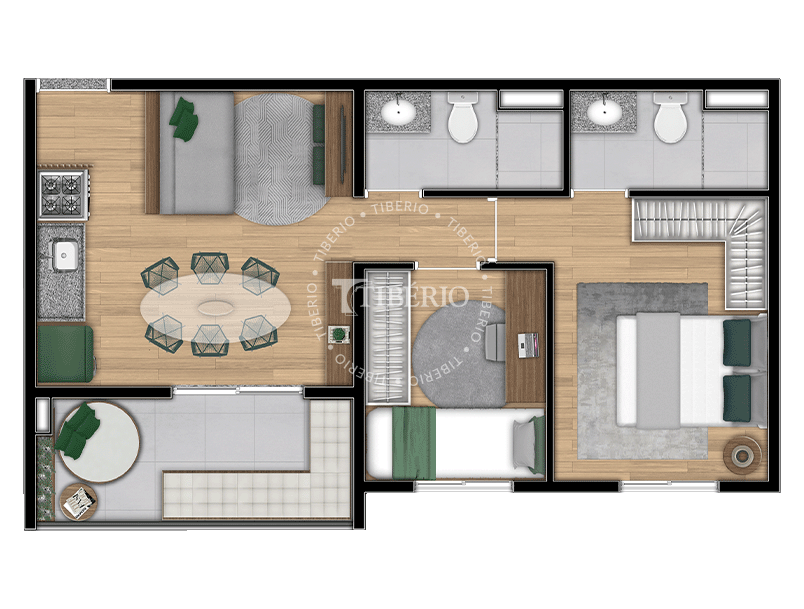 2 dorms. com suíte 47,60m²