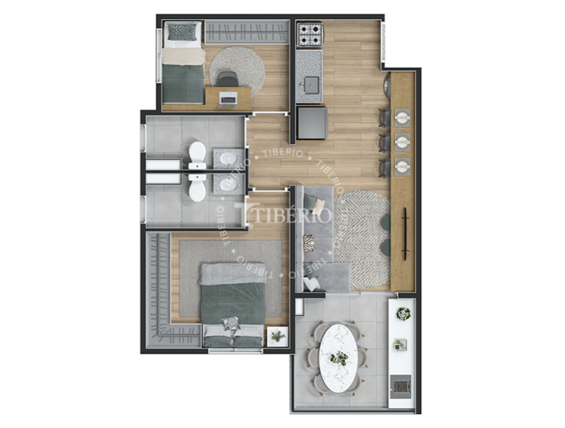 2 dorms. 49,26m²