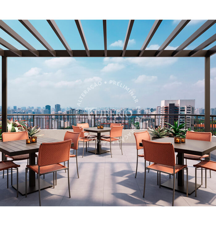 Lounge Churrasqueira <br>Uso Exclusivo Residencial. Perspectiva artística.