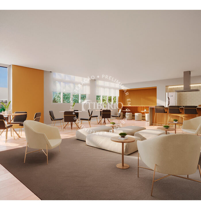 Salão de Festas <br>Uso Exclusivo Residencial. Perspectiva artística.