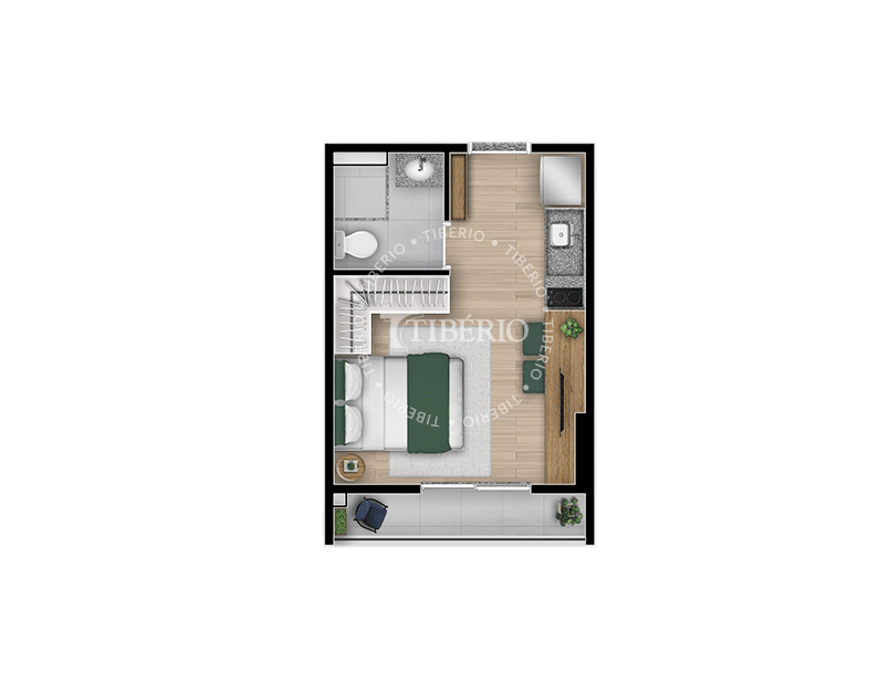 Studio 22,5m²  (Serviço de Moradia)