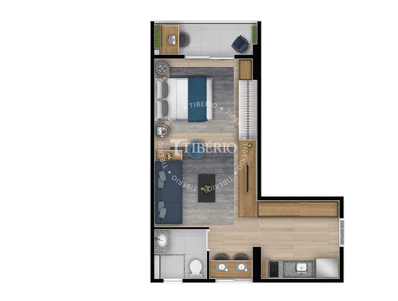 Studio 38,2m²  (Serviço de Moradia)