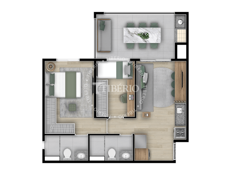 2 dorms. 52,21m²