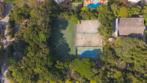 A imagem mostra vista aérea do Parque Celso Daniel, no bairro Jardim em Santo André