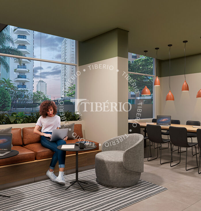 Coworking <br>Uso Exclusivo Residencial. Perspectiva artística.