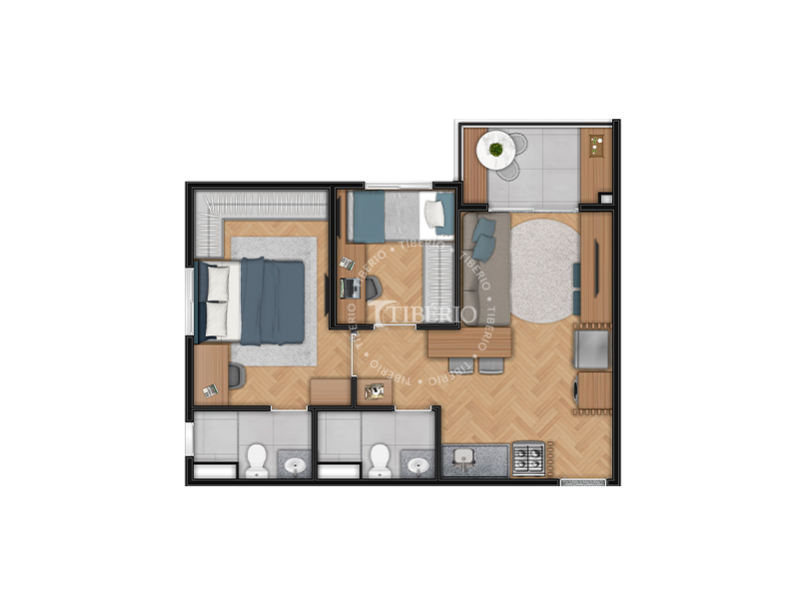 2 dorms. c/ suíte 44,58m²
