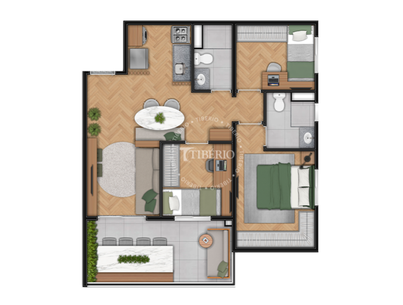 3 dorms. c/ suíte 62,64m²