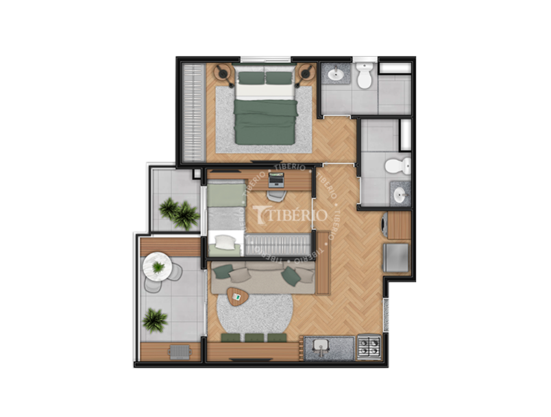2 dorms. c/ suíte 45,27 m²