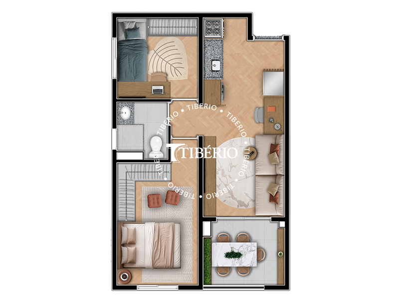 2 dorms. 41,36m²