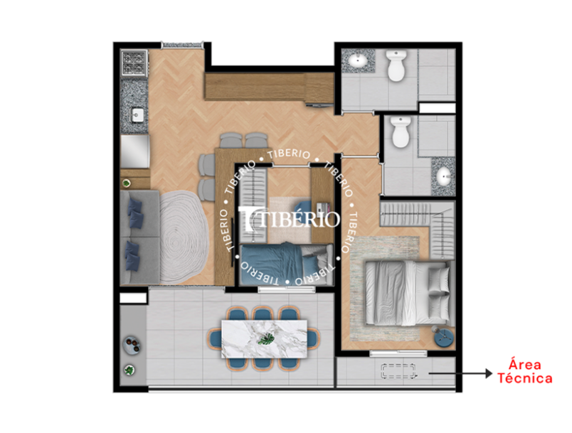 2 dorms. 51,83m²