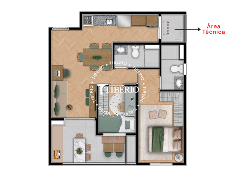 2 dorms. 57,78m²