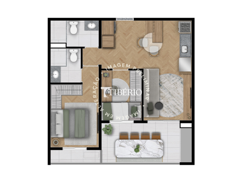 2 dorms. 53,14m²