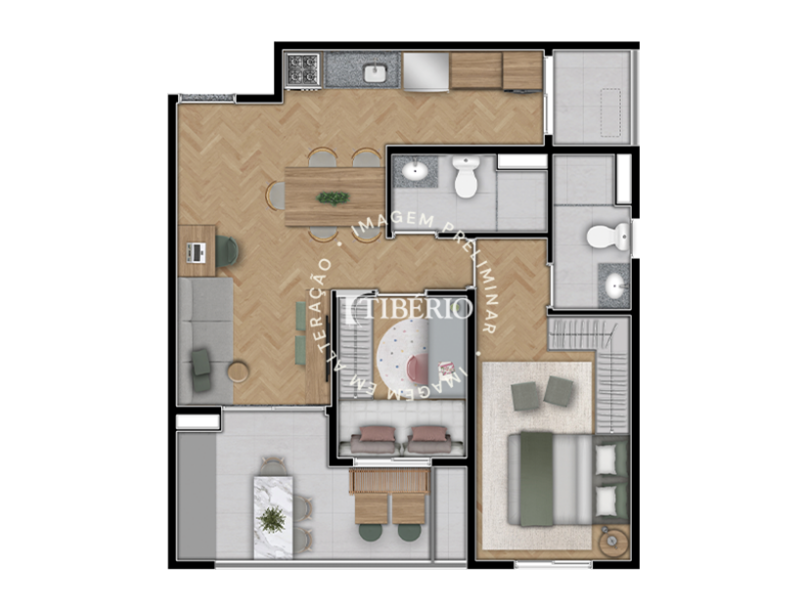 2 dorms. 57,78m²