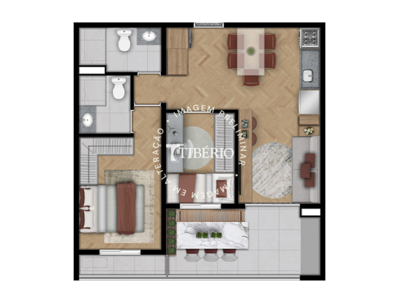 2 dorms. 54,82m²